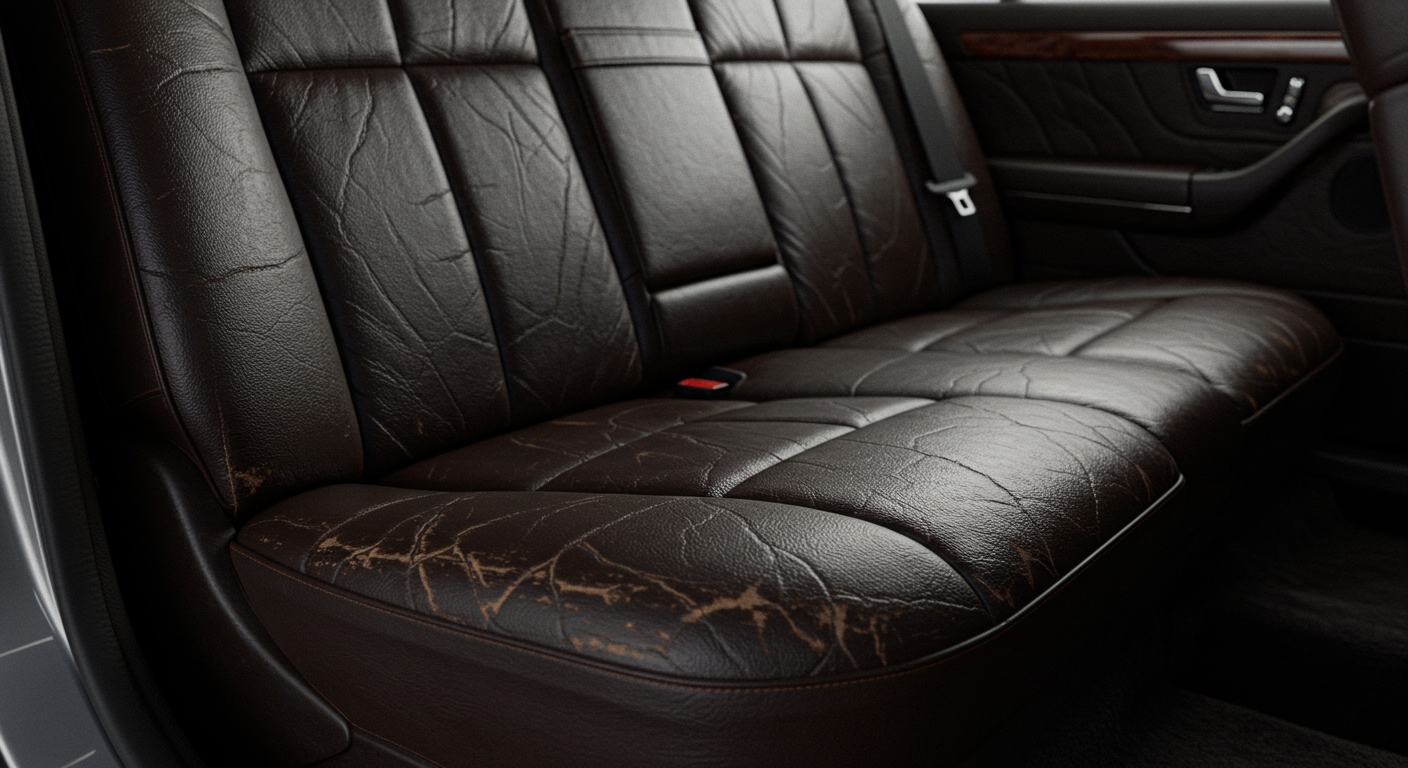 Cracked Car Leather Seat Repair - Before Restoration