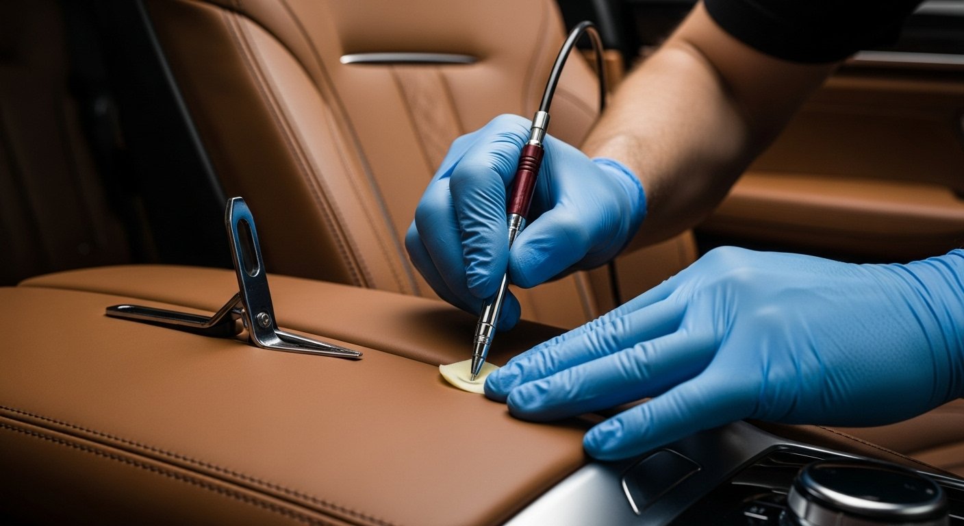 Leather seat crack repair craftsmanship